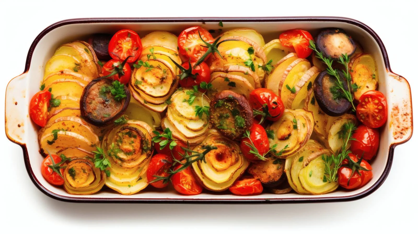 Delicious Baked Vegetables on White Background — free download from Dotvec