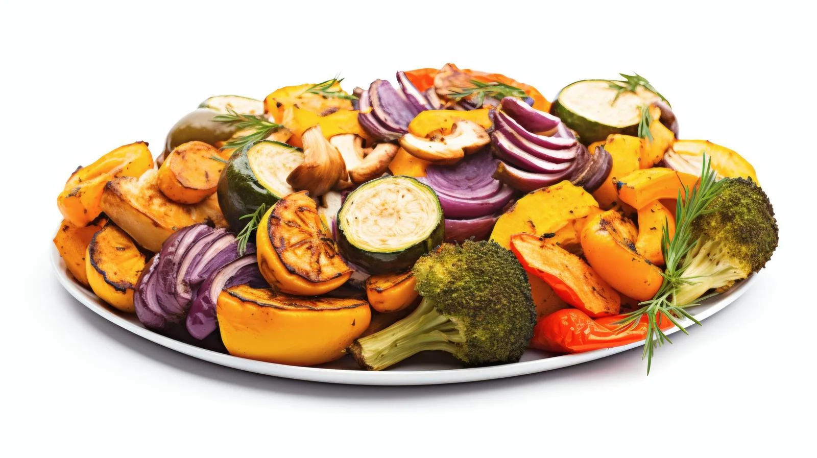 Assorted Baked Vegetables on White Background — free download from Dotvec