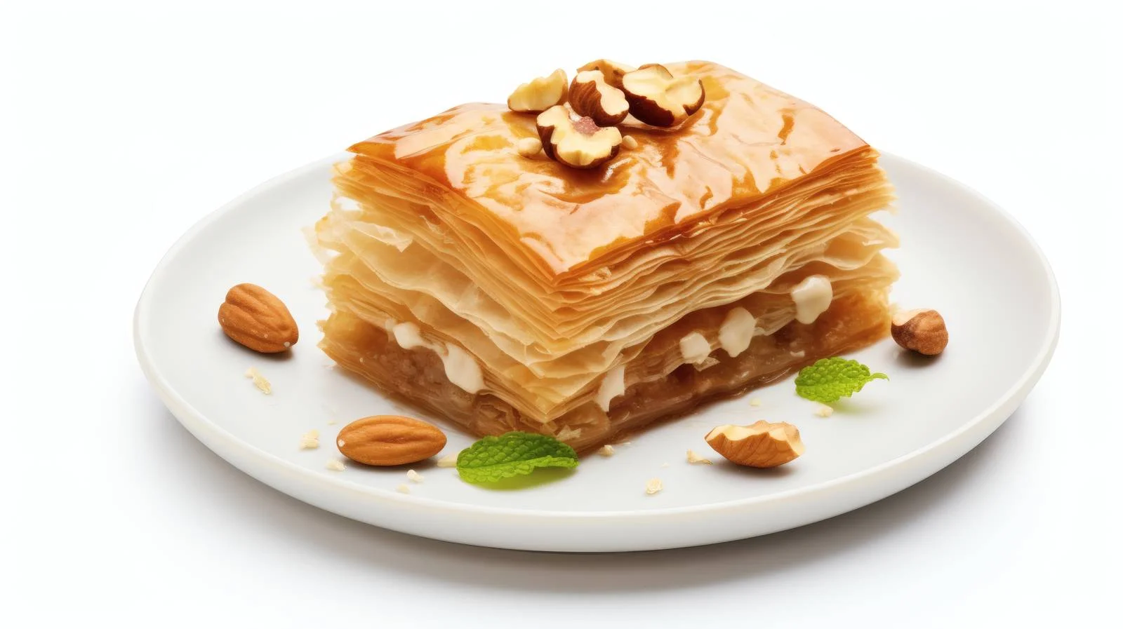 Delicious Baklava with Nuts on White Background — free download from Dotvec