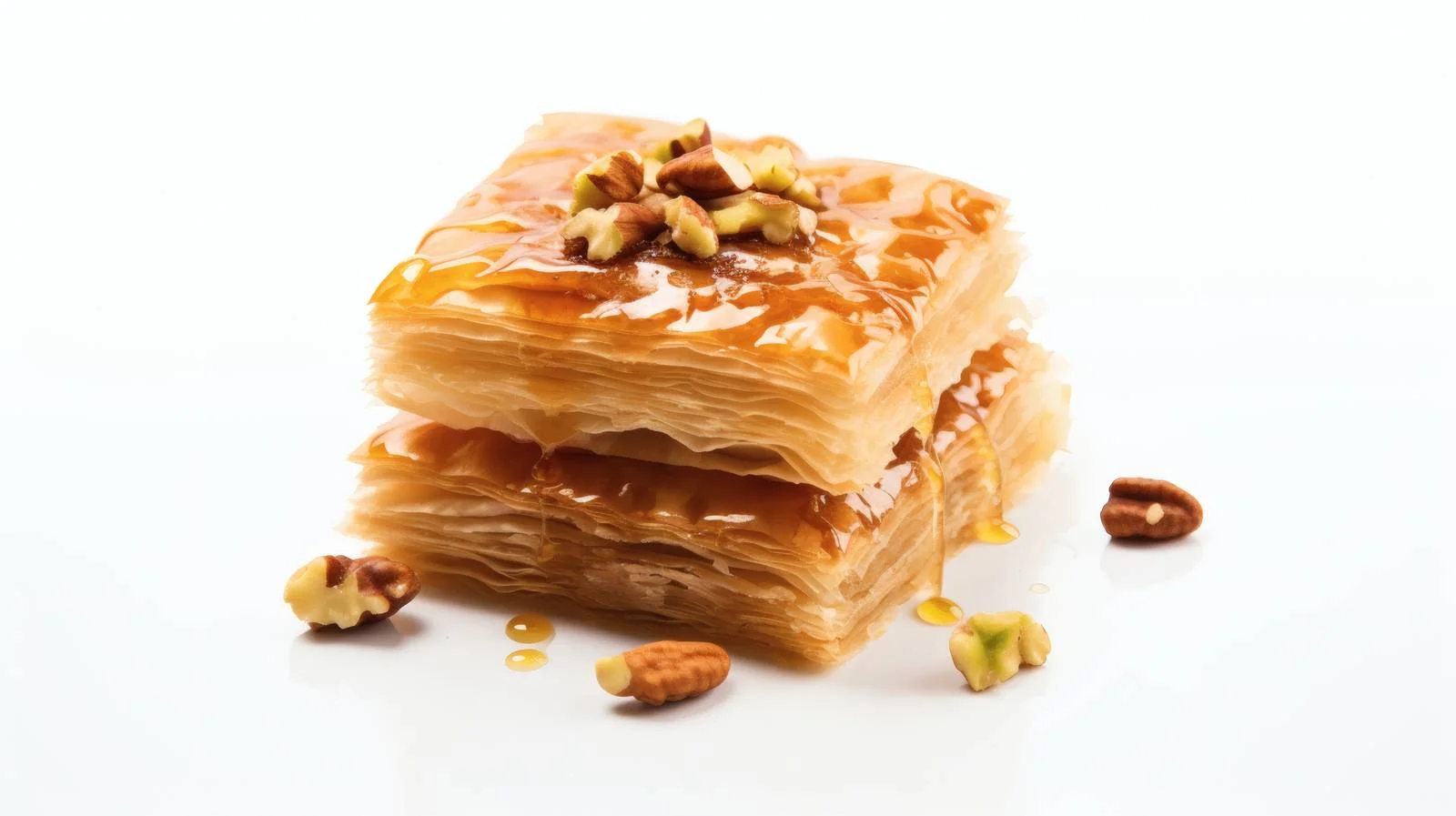 Delicious Baklava with Nuts on White — free download from Dotvec