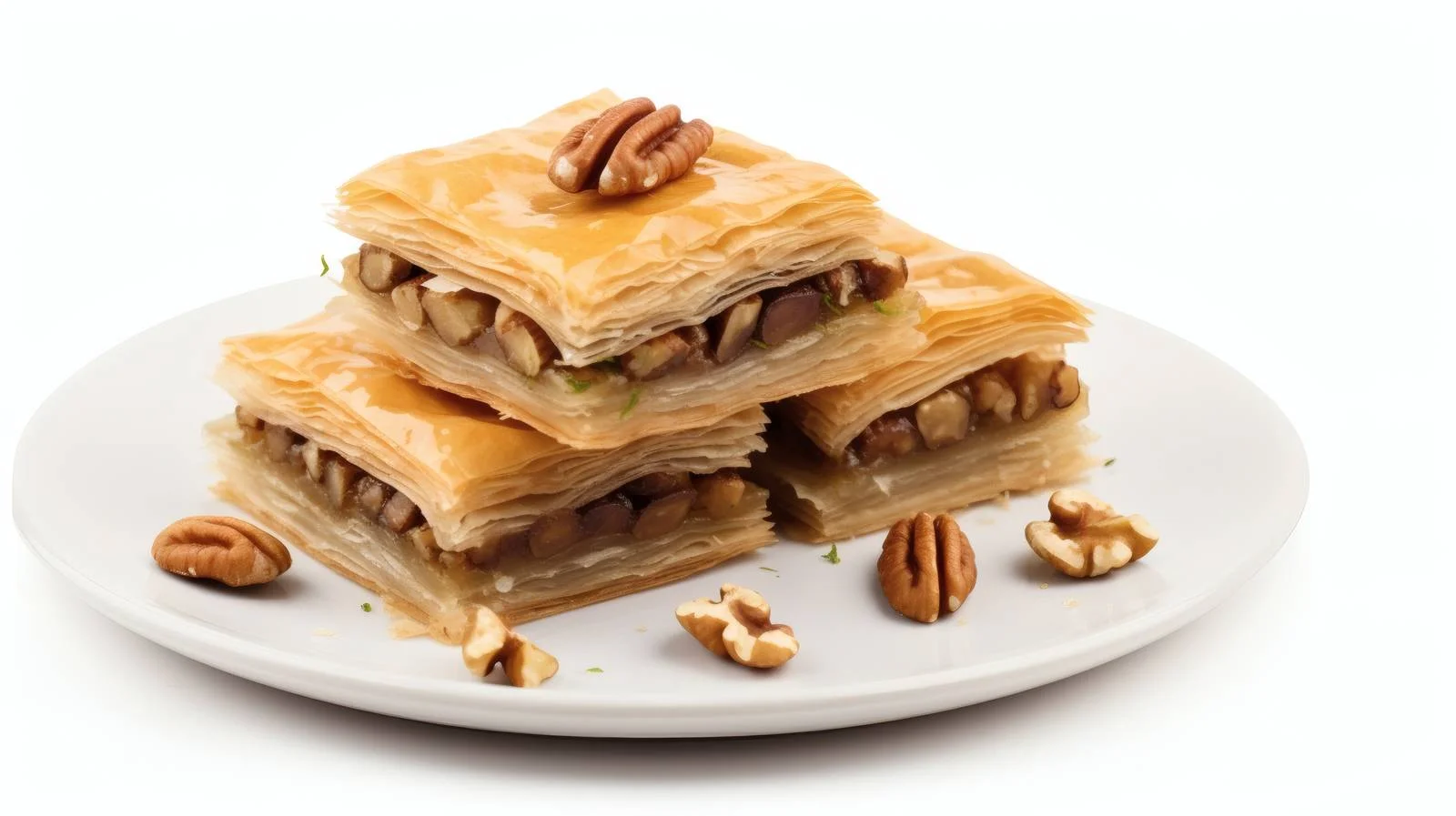 Delicious Baklava with Nuts on White — free download from Dotvec