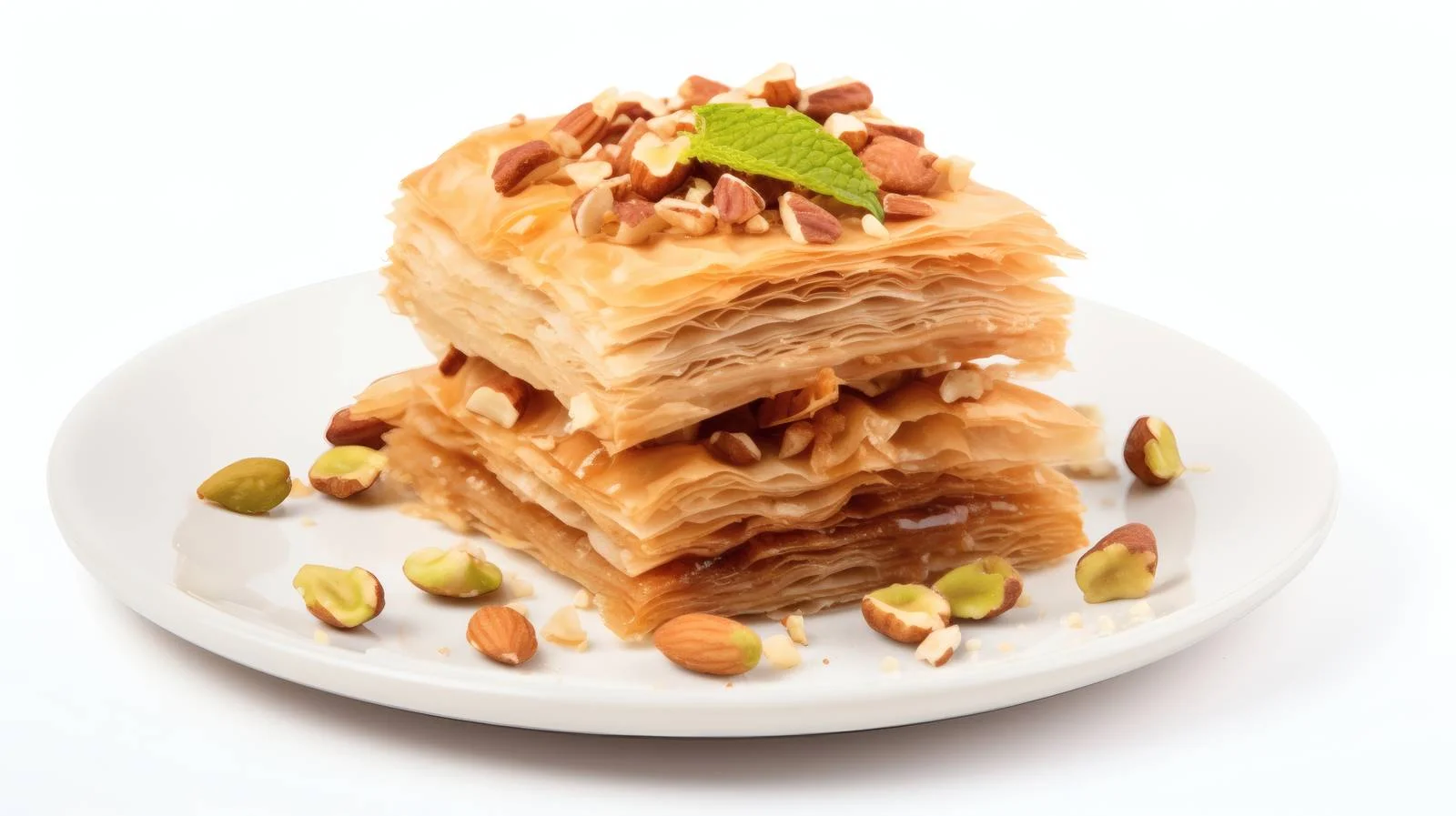Delicious Baklava with Nuts on White — free download from Dotvec