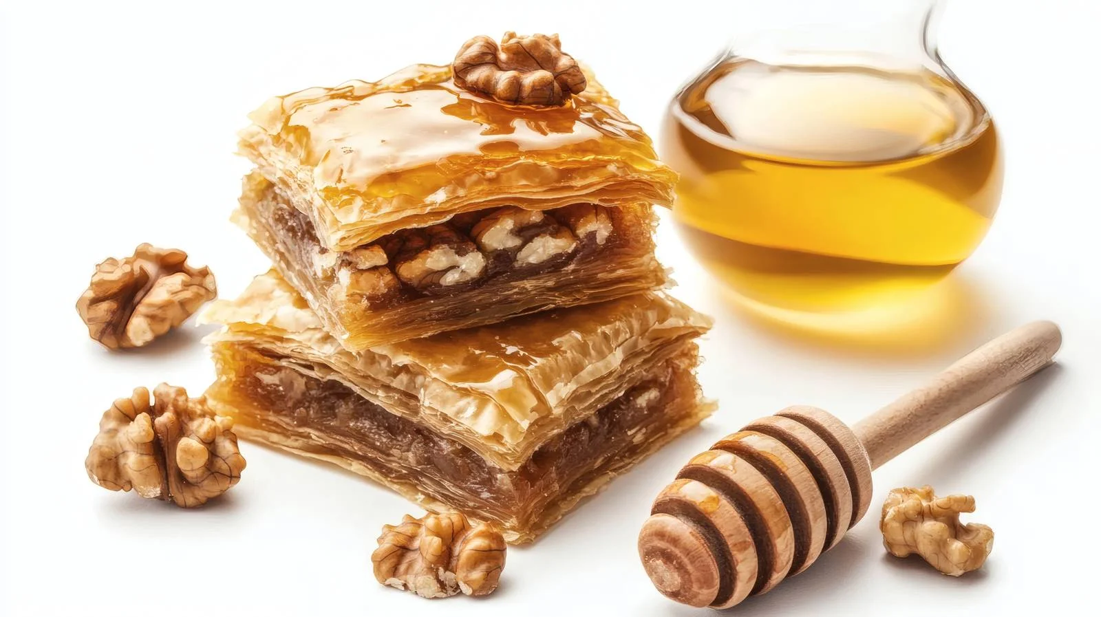 Delicious Baklava with Walnuts on White — free download from Dotvec