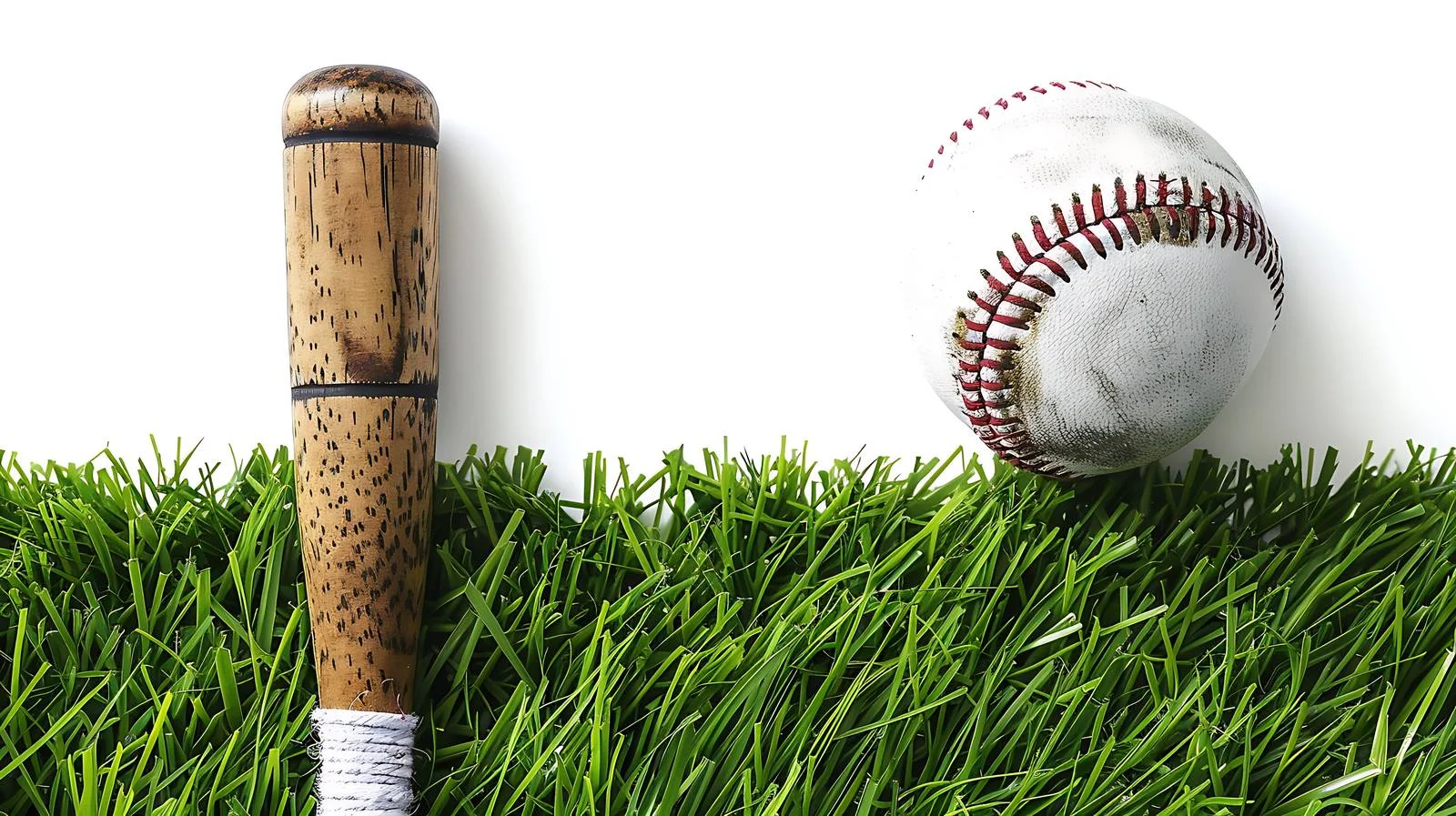 Vibrant Baseball and Bat on Grass Field — free download from Dotvec