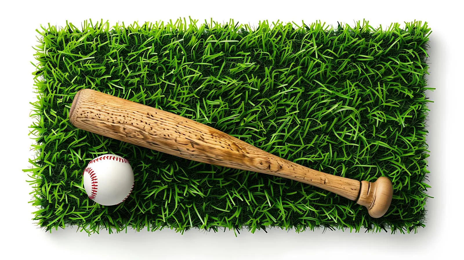 Elevated View of Baseball and Bat on Turf — free download from Dotvec