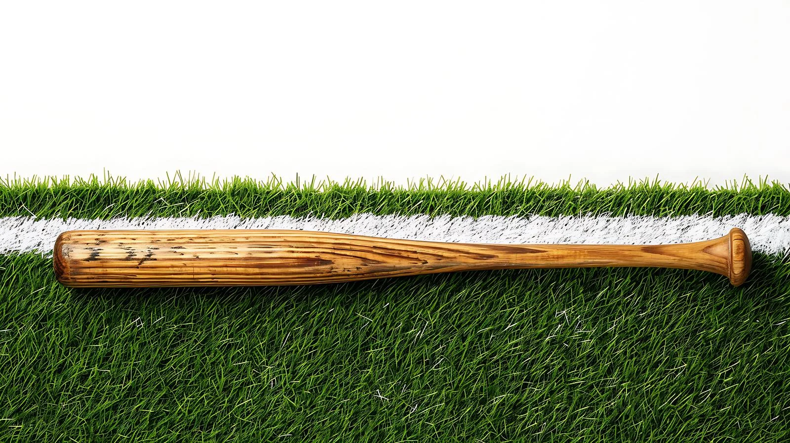 Wooden baseball bat and ball on grassy field — free download from Dotvec