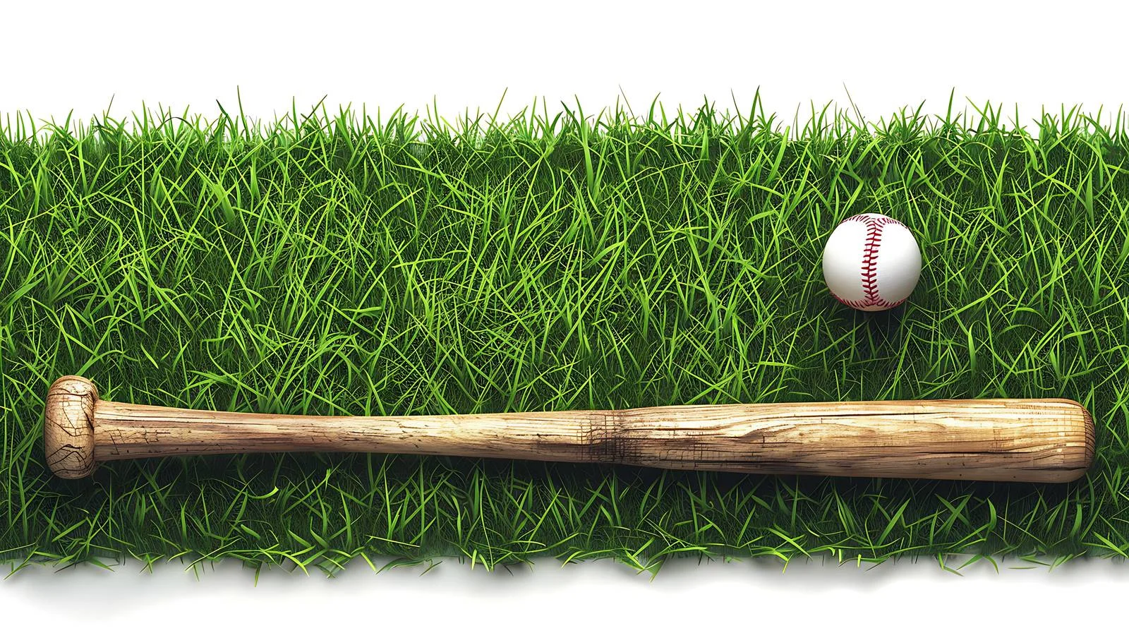 Overhead view of baseball bat and ball on grass — free download from Dotvec