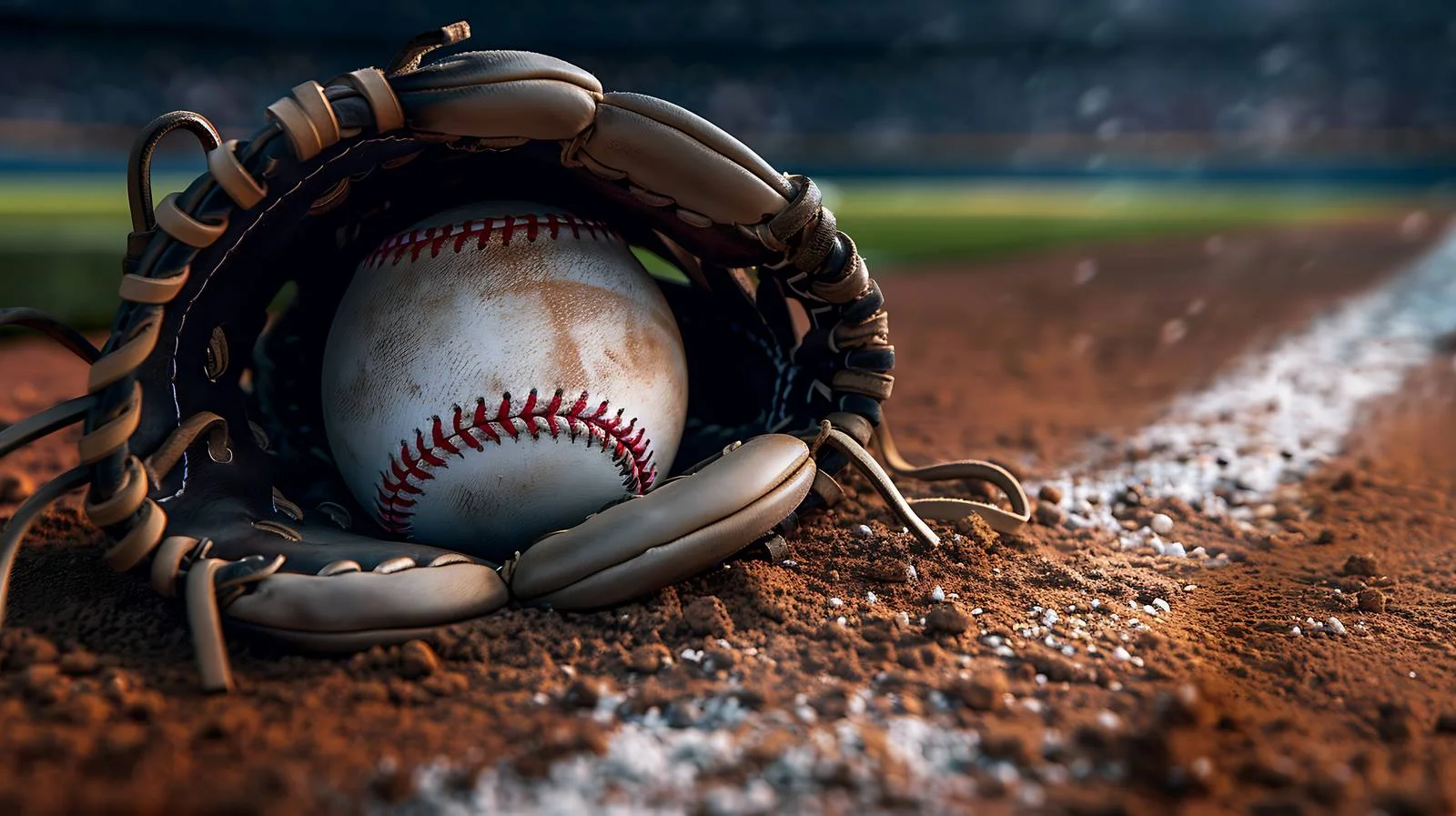 Low angle view of baseball in mitt on field — free download from Dotvec