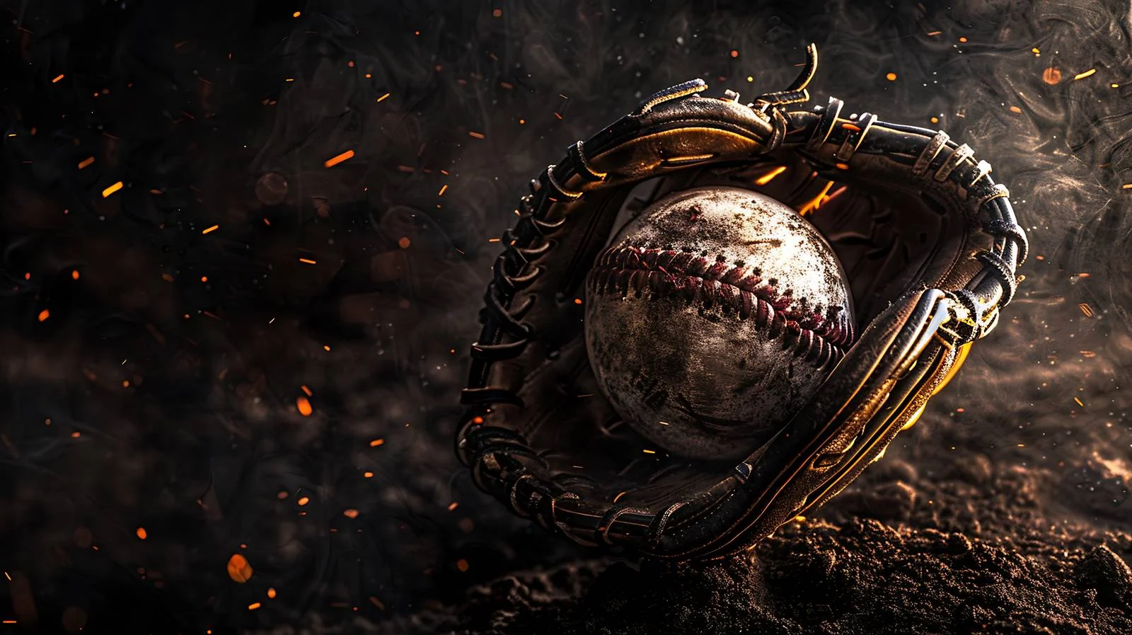 Low angle view of baseball mitt on field — free download from Dotvec