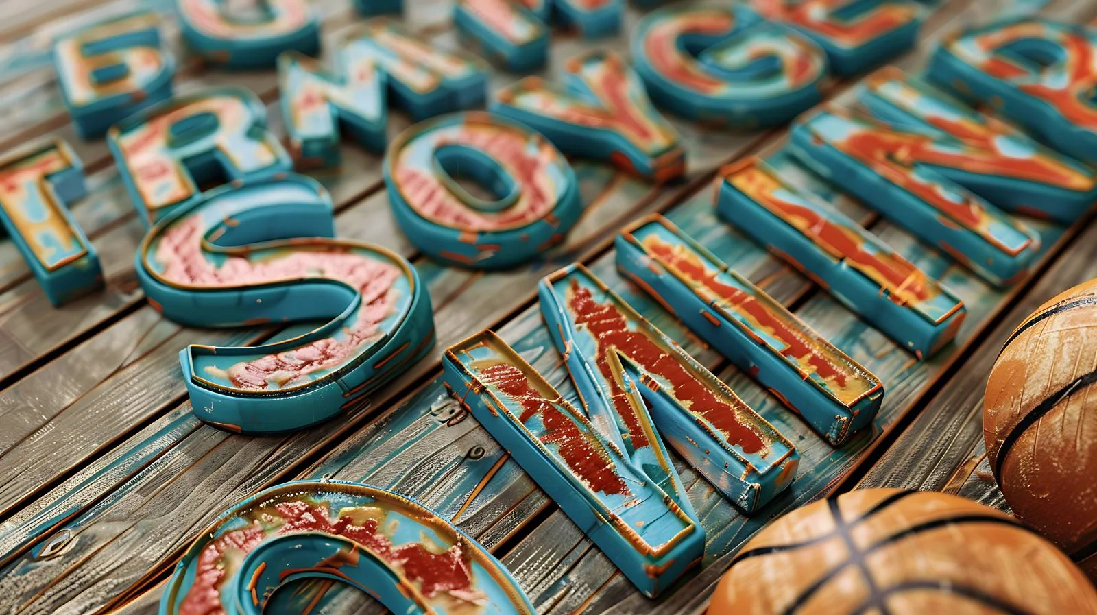 Basketball Camp Typography on Wooden Floor — free download from Dotvec