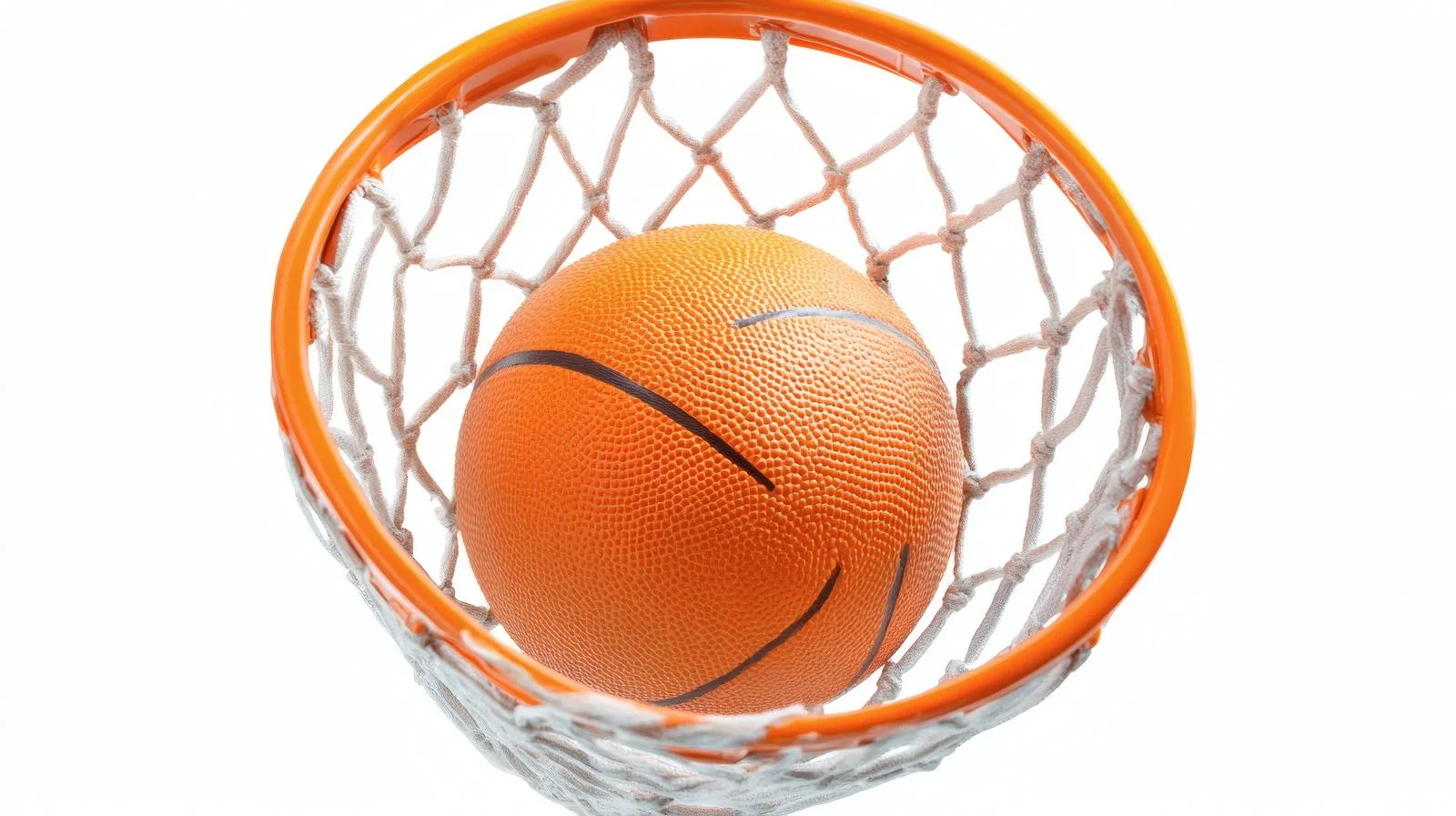 Orange Basketball Enters White Basket Isolated — free download from Dotvec