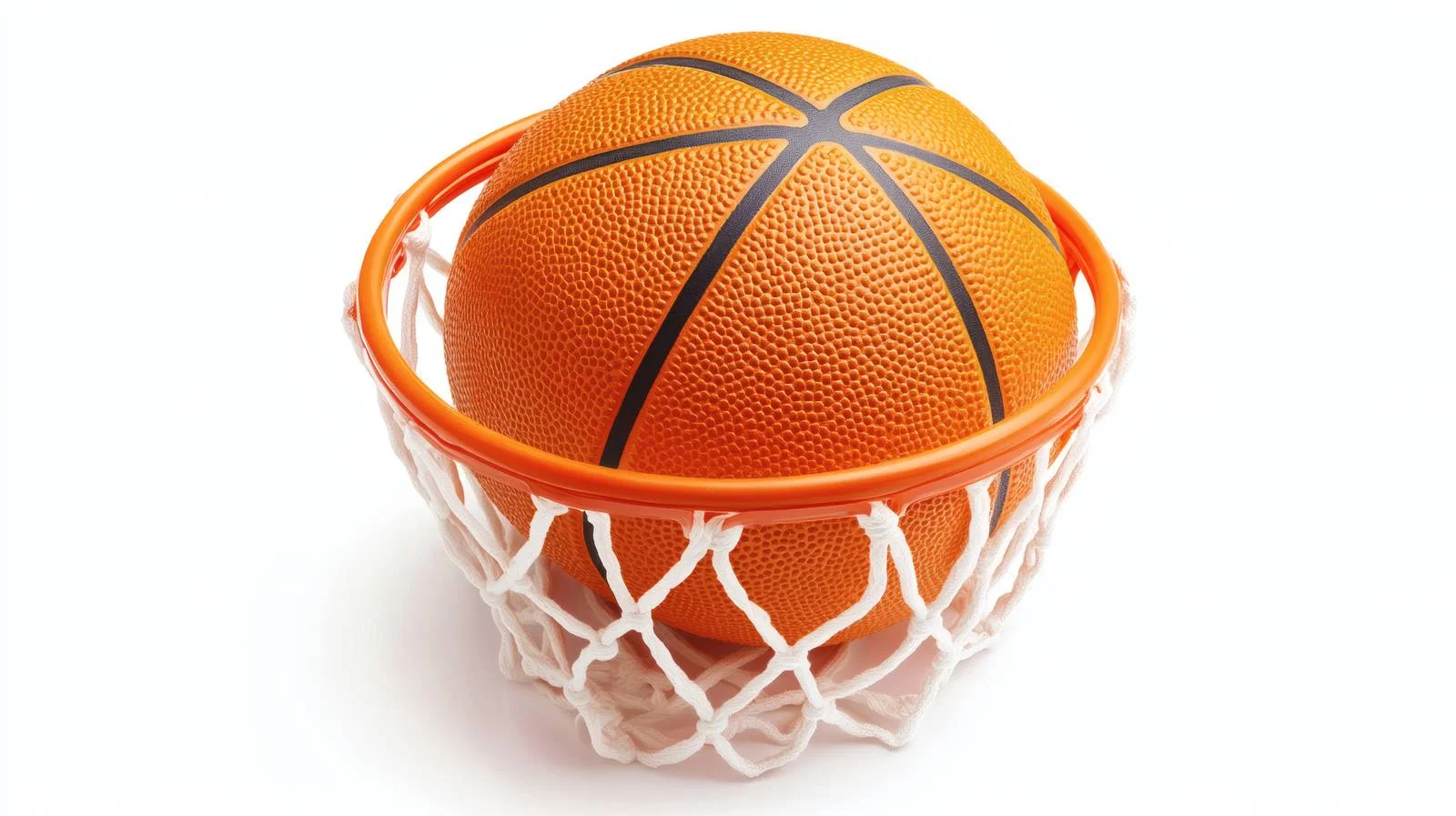 Vivid Basketball Ball in Hoop on White — free download from Dotvec