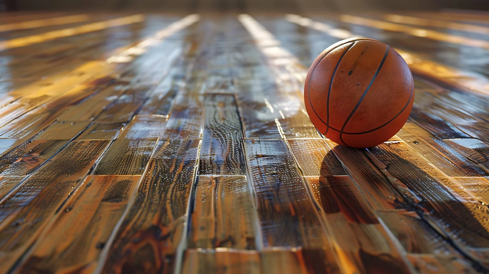 Dynamic Basketball Scene Illuminated on Gym Floor — free download from Dotvec