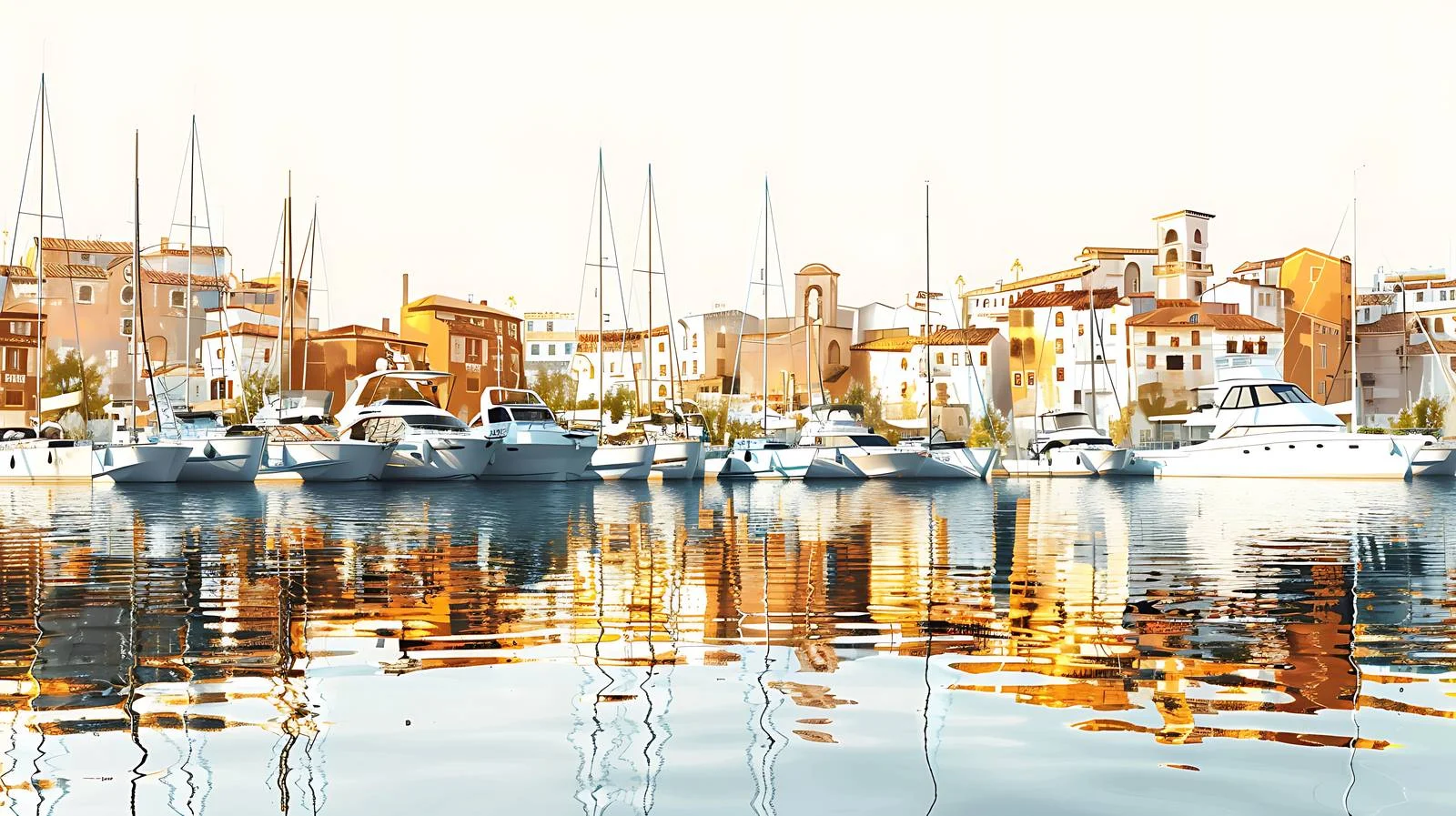 Serene Port Sunset Landscape White Background — free download from Dotvec