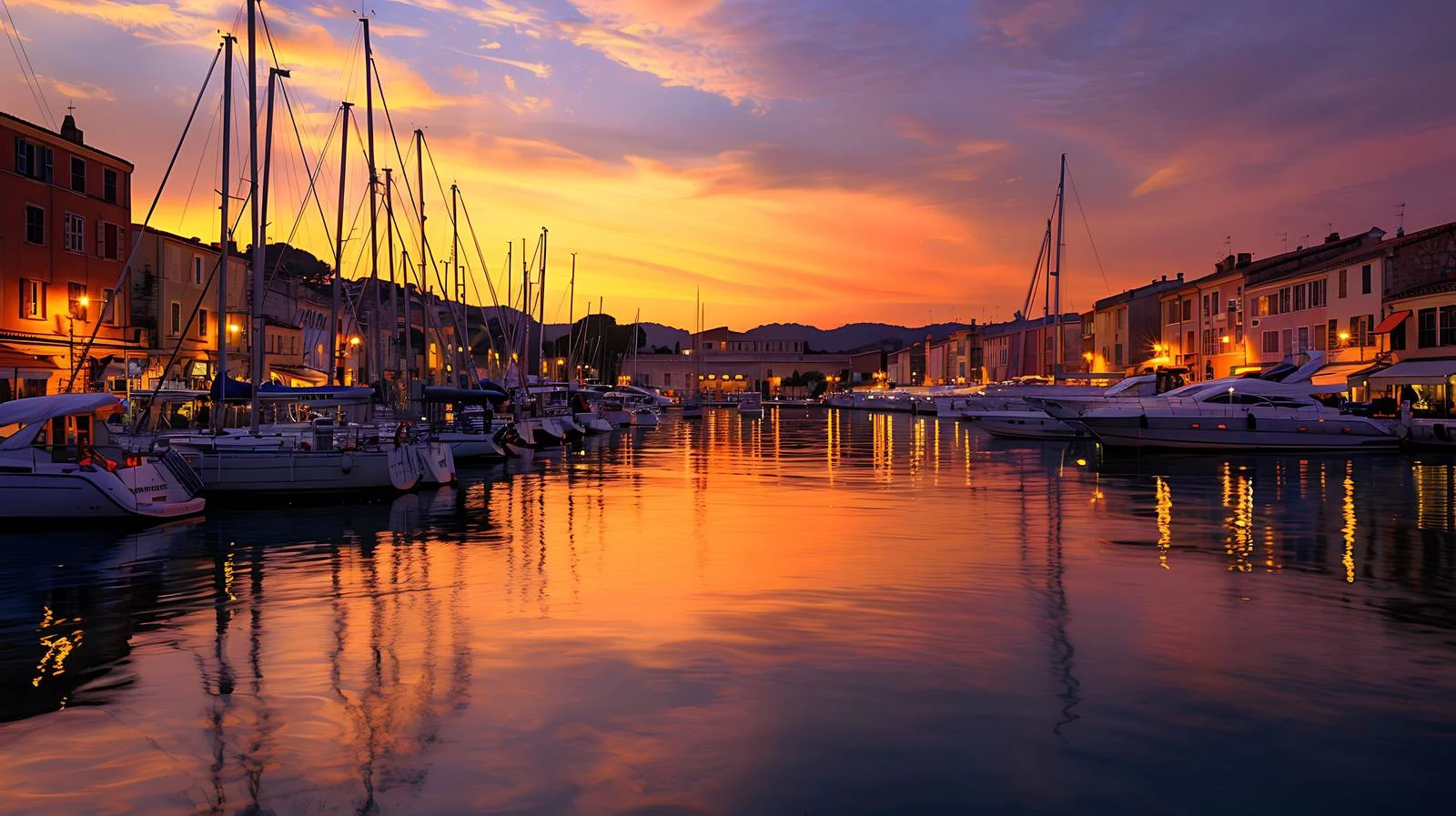Tranquil Port Evening Scene on White Background — free download from Dotvec