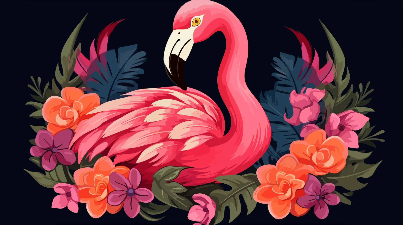 Summer Flamingo Vector Head Decoration — free download from Dotvec