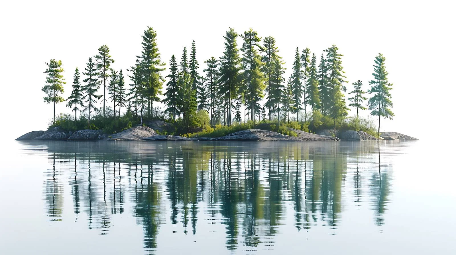 Tranquil Blue Lake and Pine-Clad Island — free download from Dotvec