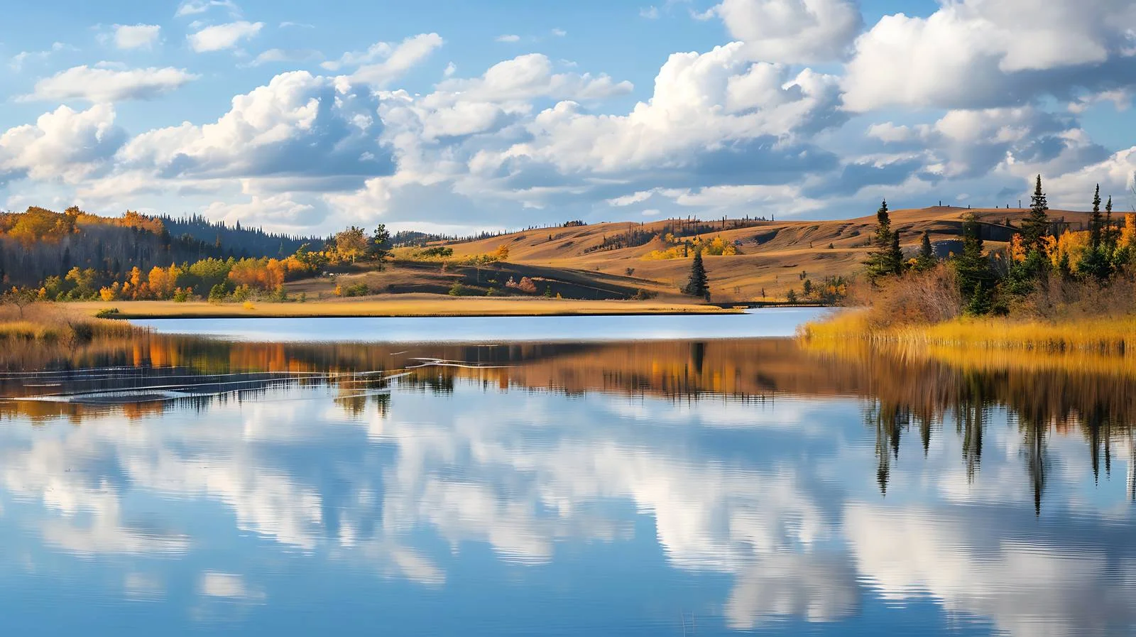 Tranquil Lake with Clouds Reflecting Serenity — free download from Dotvec