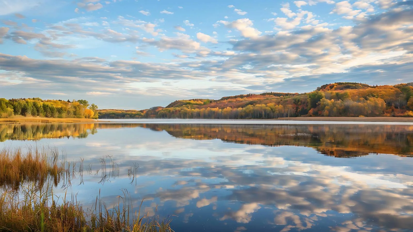 Tranquil Lake Mirroring Clouds Serenity — free download from Dotvec