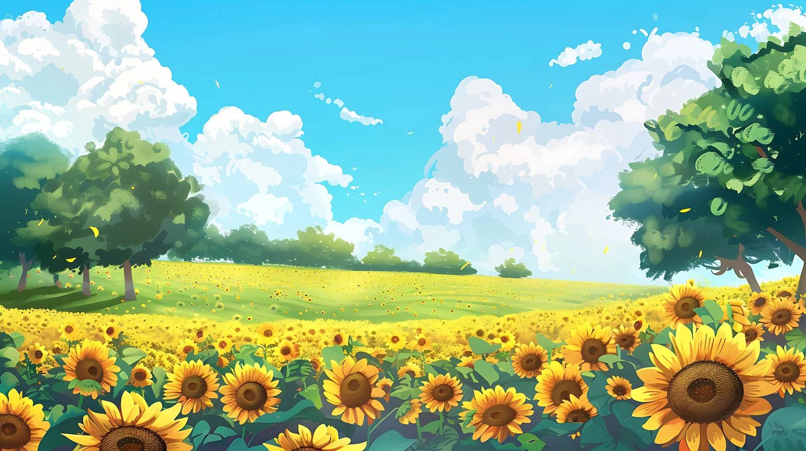 Vivid Sunflowers Field Under Clear Sky — free download from Dotvec