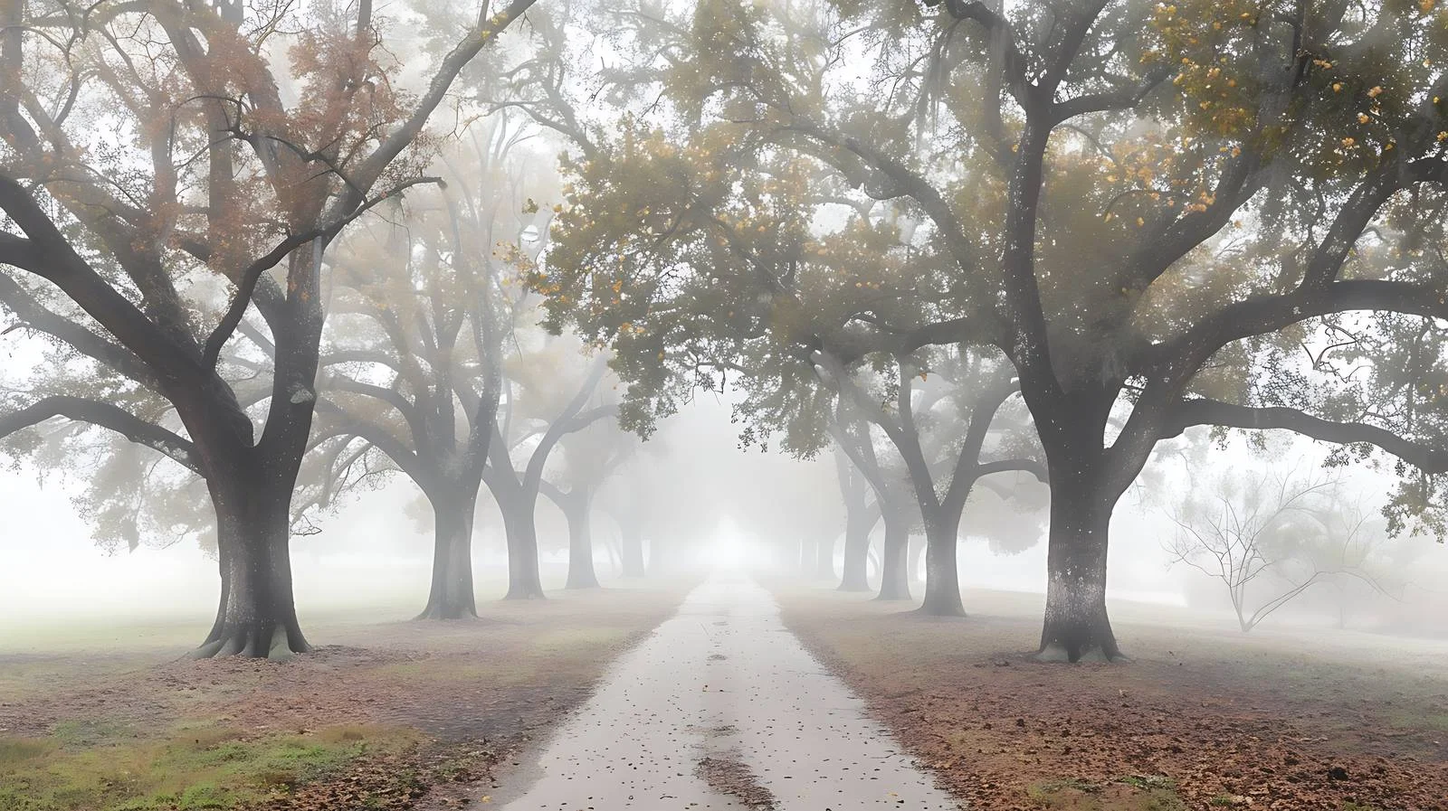 Majestic misty dawn among ancient oaks — free download from Dotvec