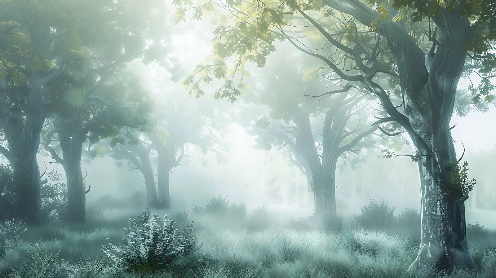 Enchanting misty woodland in ethereal solitude — free download from Dotvec