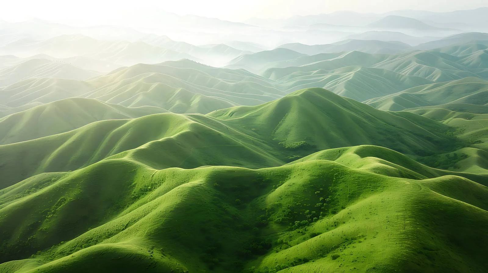Serenity of Morning Green Hills Aerial View — free download from Dotvec