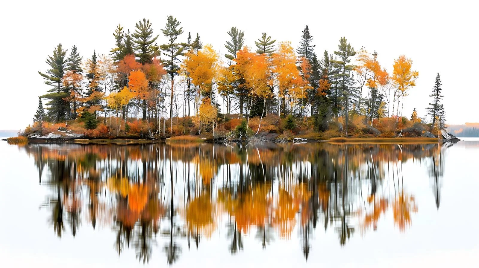 Tranquil Autumn Lake Surrounded by Trees — free download from Dotvec
