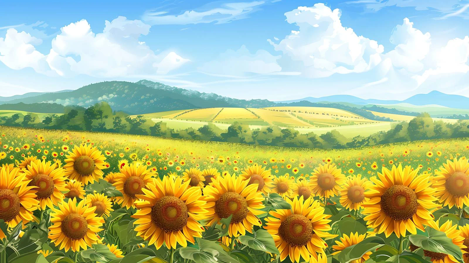 Serene Sunflower Field in Summer Glow — free download from Dotvec