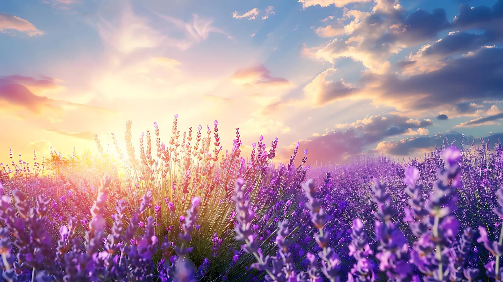 Serene Lavender Field under Cloudy Sky — free download from Dotvec
