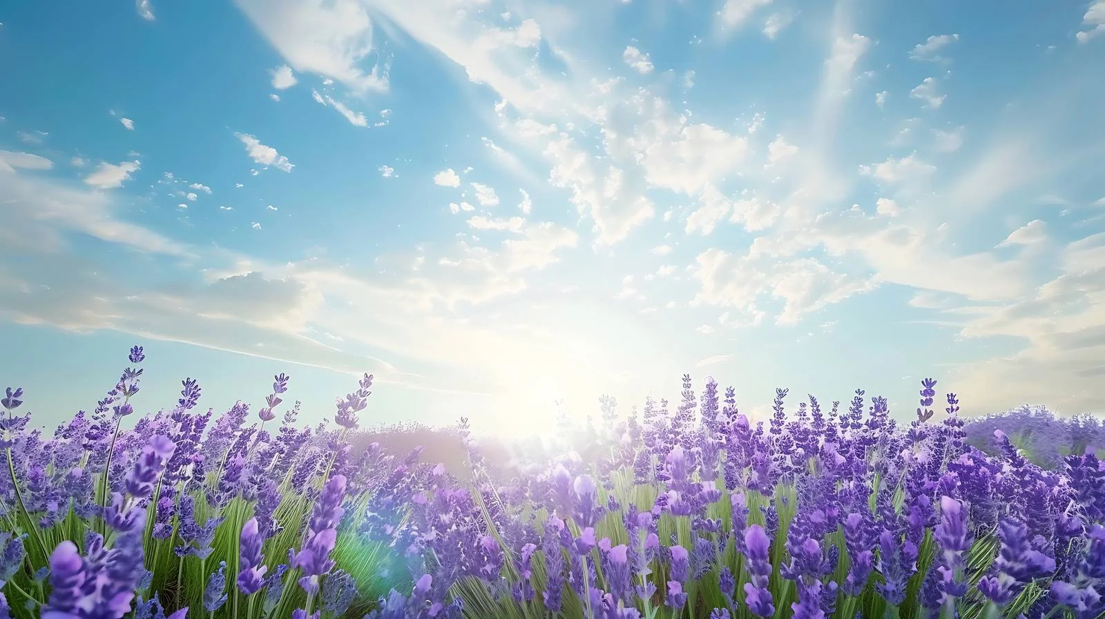 Serene Lavender Field Under Blue Cloudy Sky — free download from Dotvec