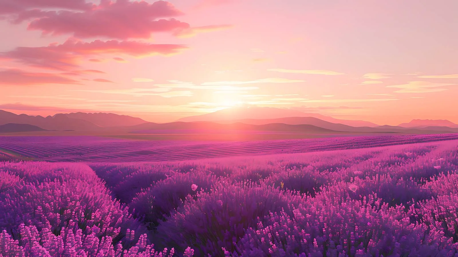 Serene Lavender Field Sunset Landscape Beauty — free download from Dotvec