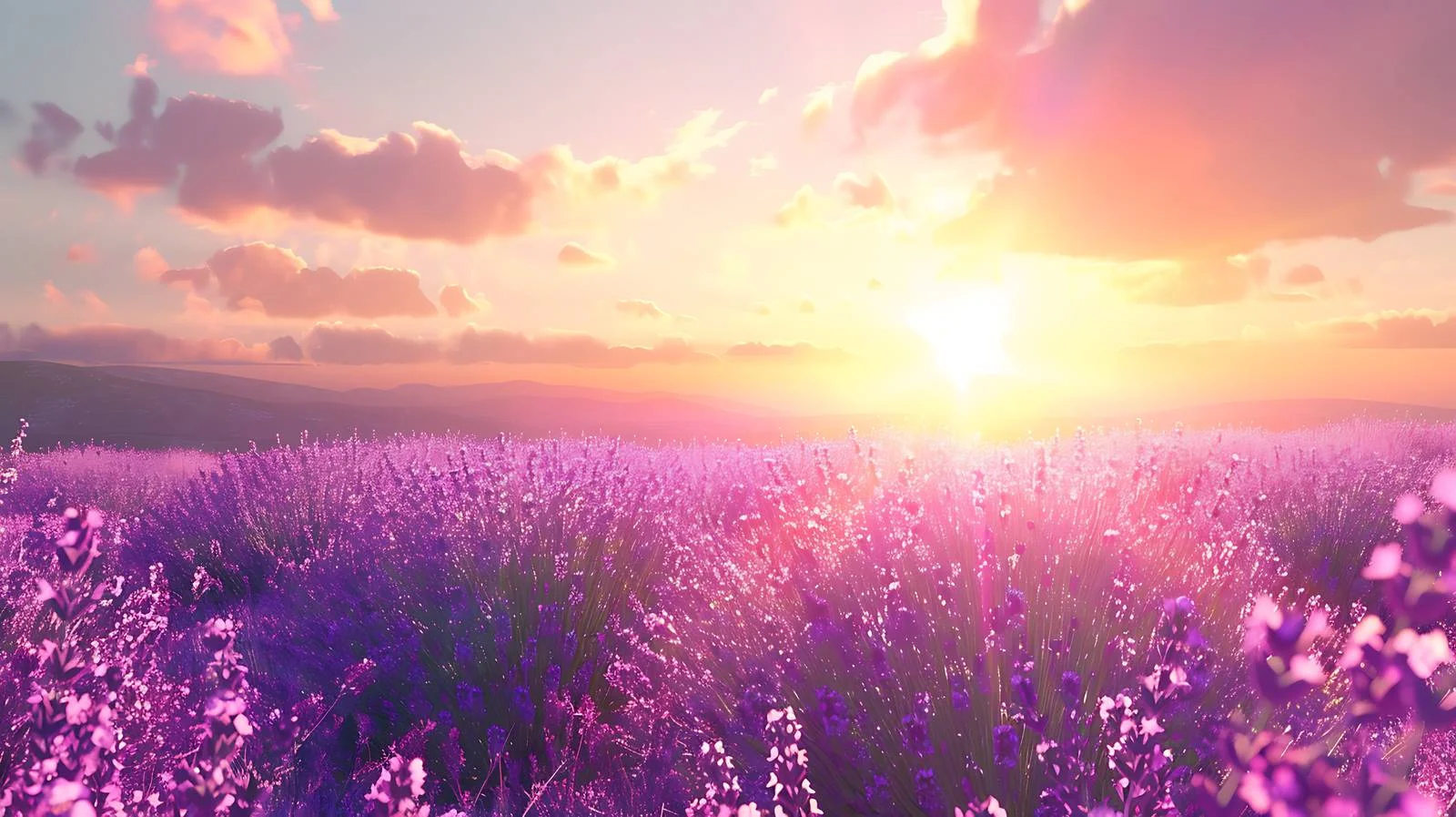 Serene Lavender Field at Sunset Glow — free download from Dotvec