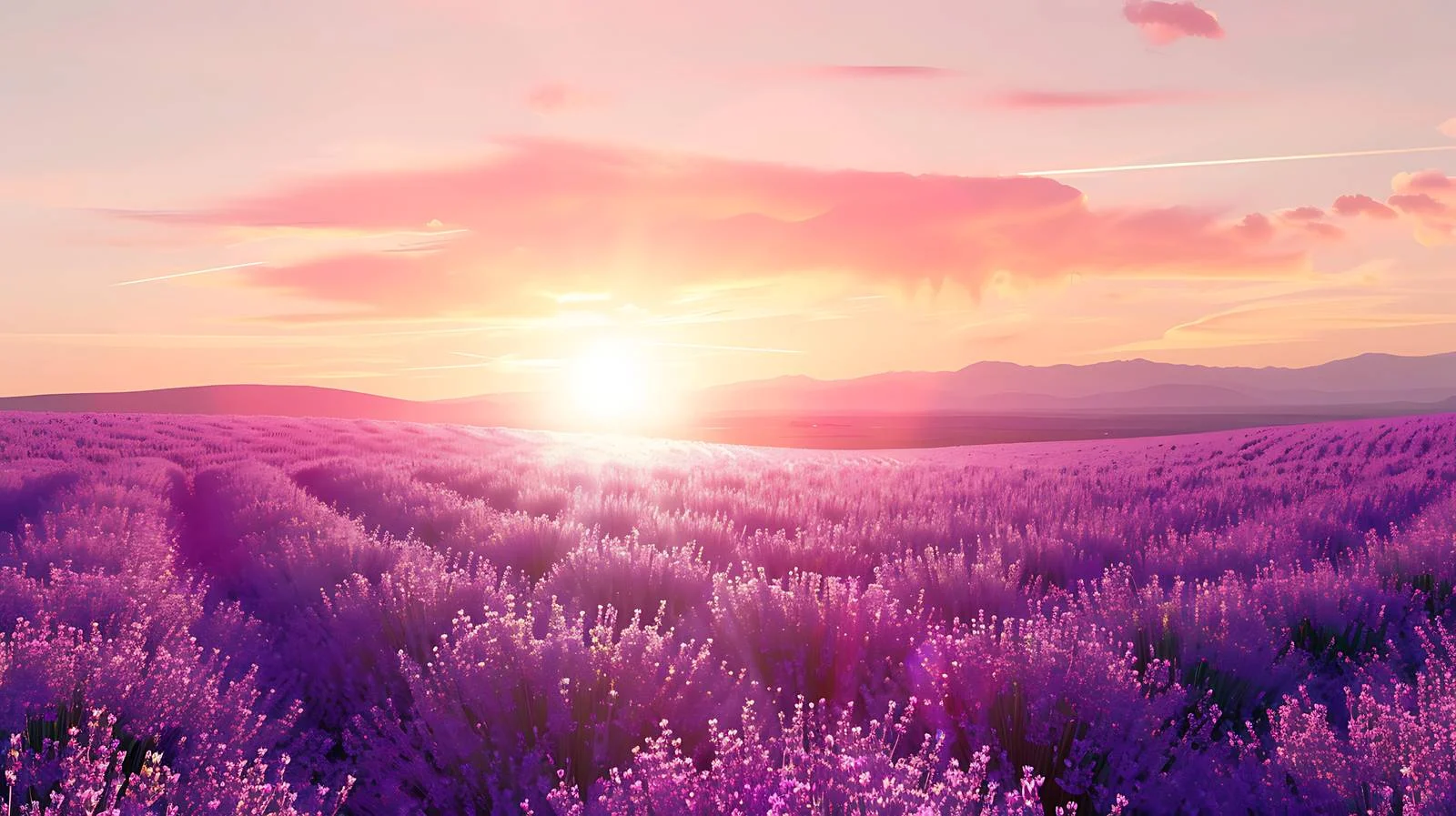 Serene Lavender Field at Sunset Glow — free download from Dotvec