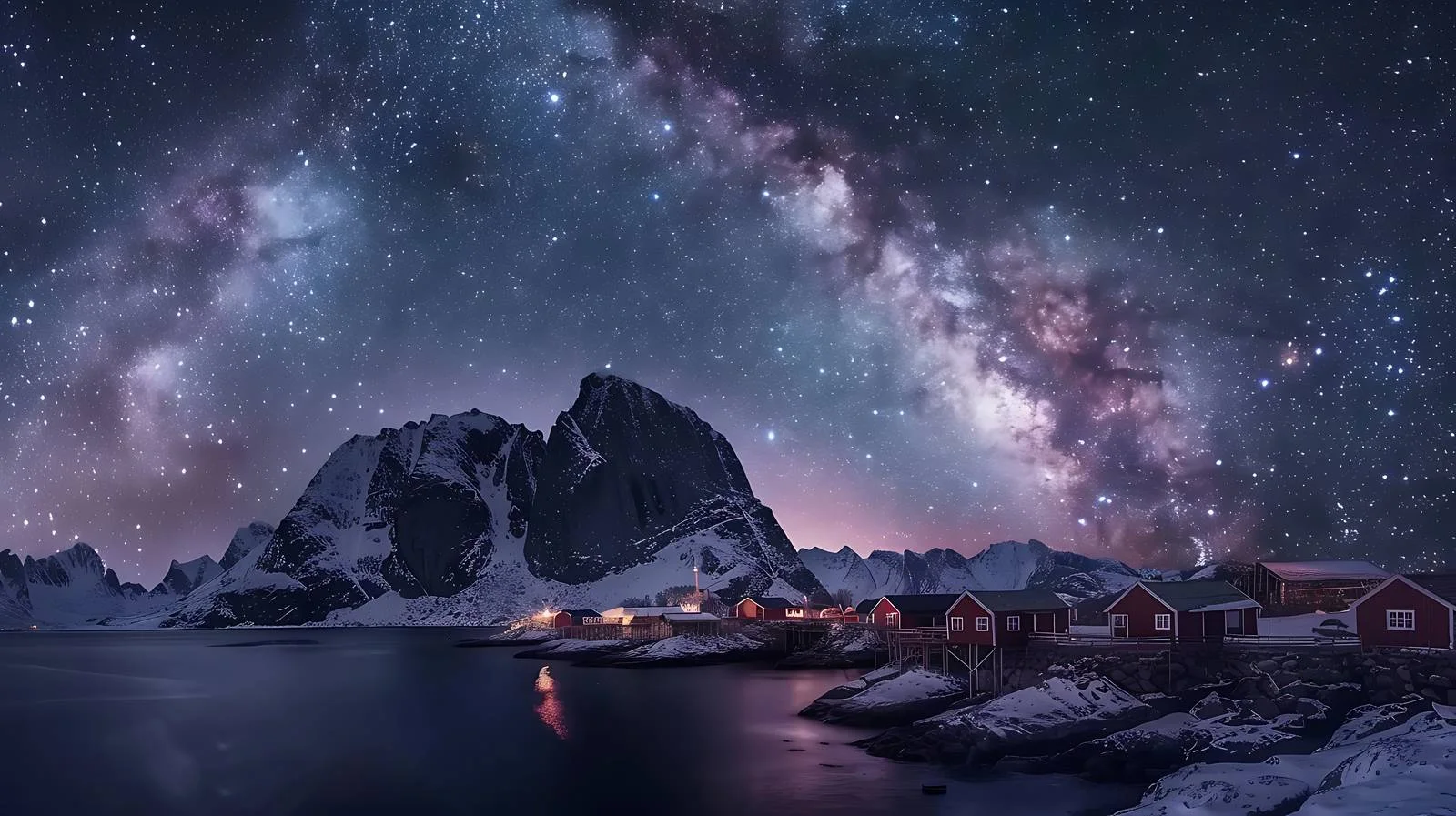 Stunning Milky Way above Hamnoy Village — free download from Dotvec