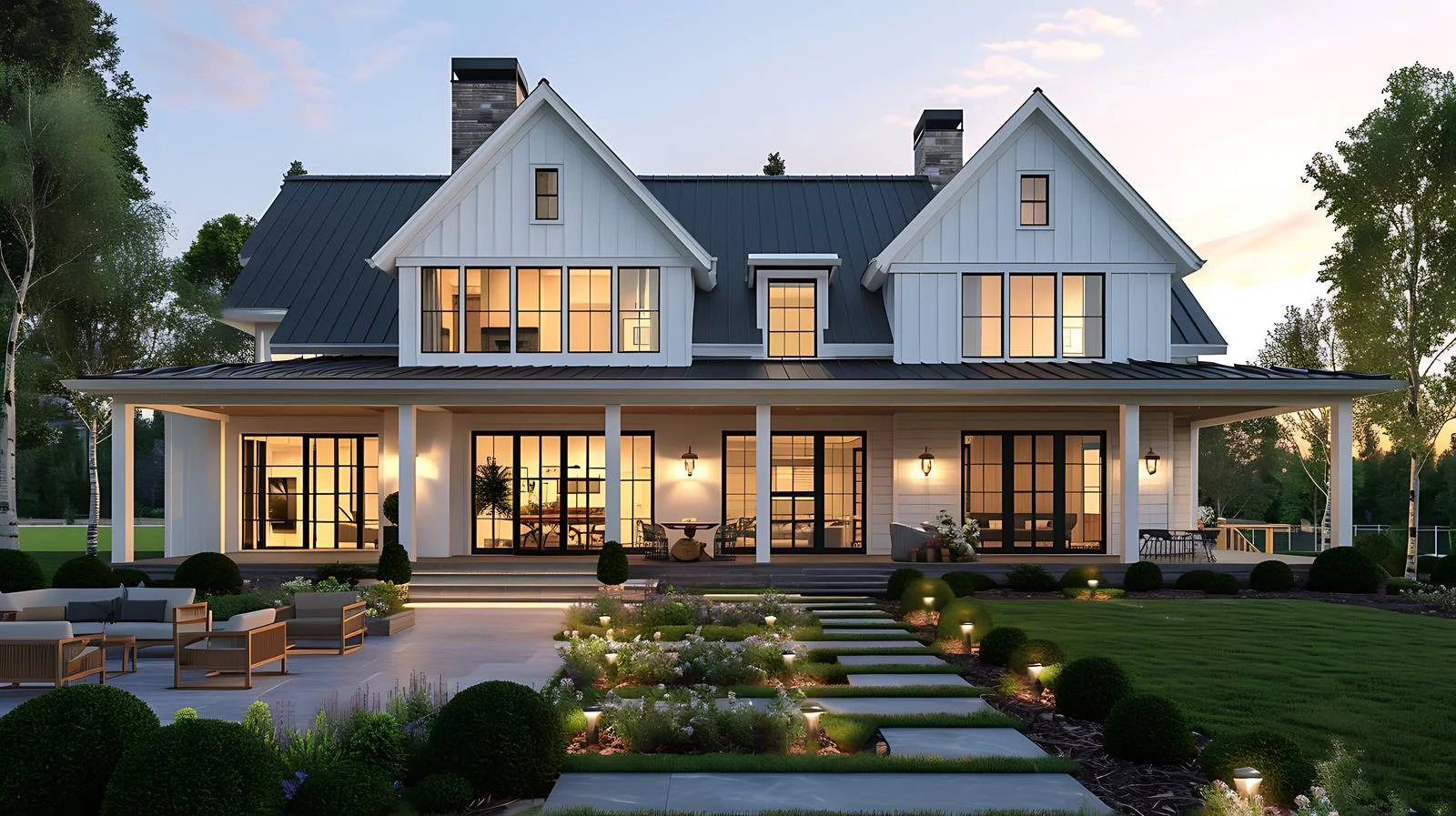 Elegant Modern Farmhouse Luxury Home Exterior — free download from Dotvec