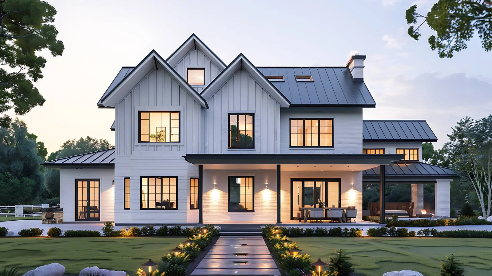 Luxurious Modern Farmhouse Style Home Exterior — free download from Dotvec