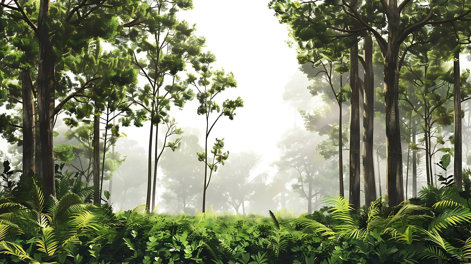 Peaceful forest morning scene on white — free download from Dotvec