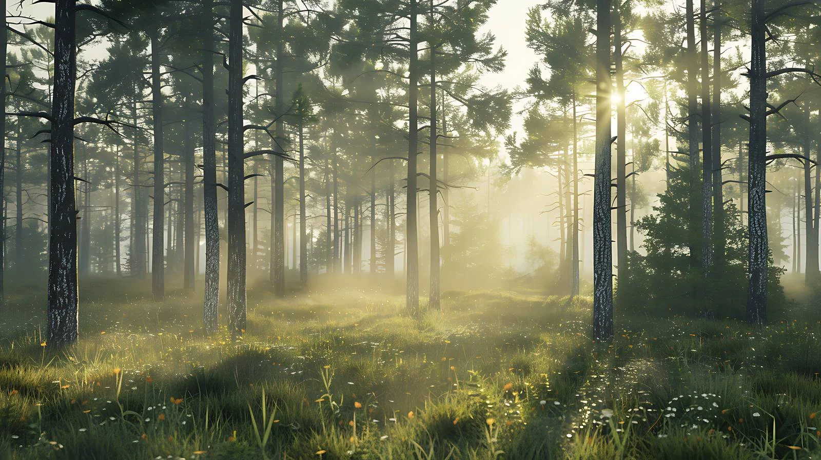 Serene Forest Morning on White Background — free download from Dotvec