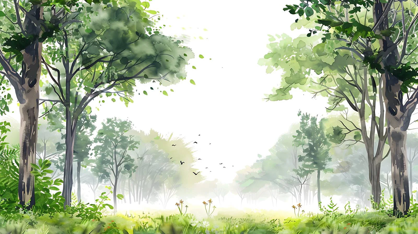 Serene Forest Morning in White Light — free download from Dotvec