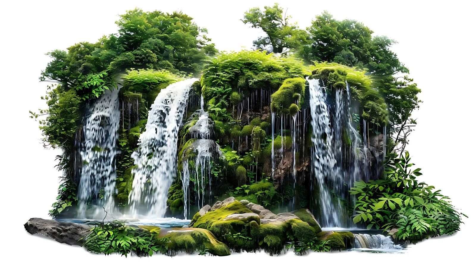 Serene Waterfall Cascading Through Lush Forest — free download from Dotvec