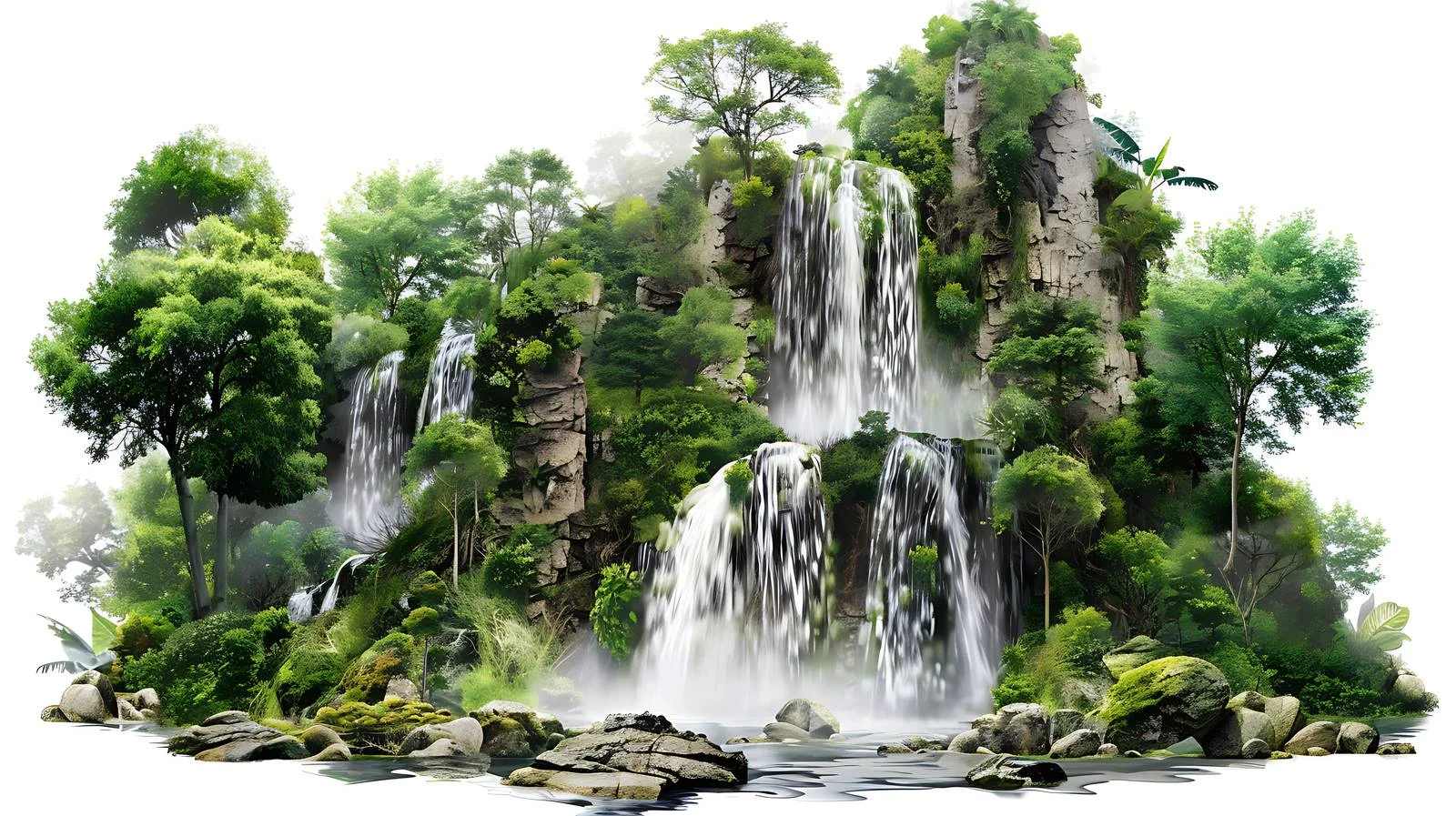 Serene Waterfall Elegance Amidst Lush Woods — free download from Dotvec
