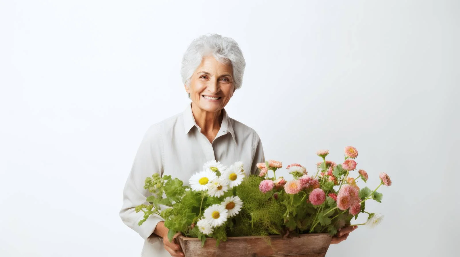 Senior lady caring for garden solo — free download from Dotvec