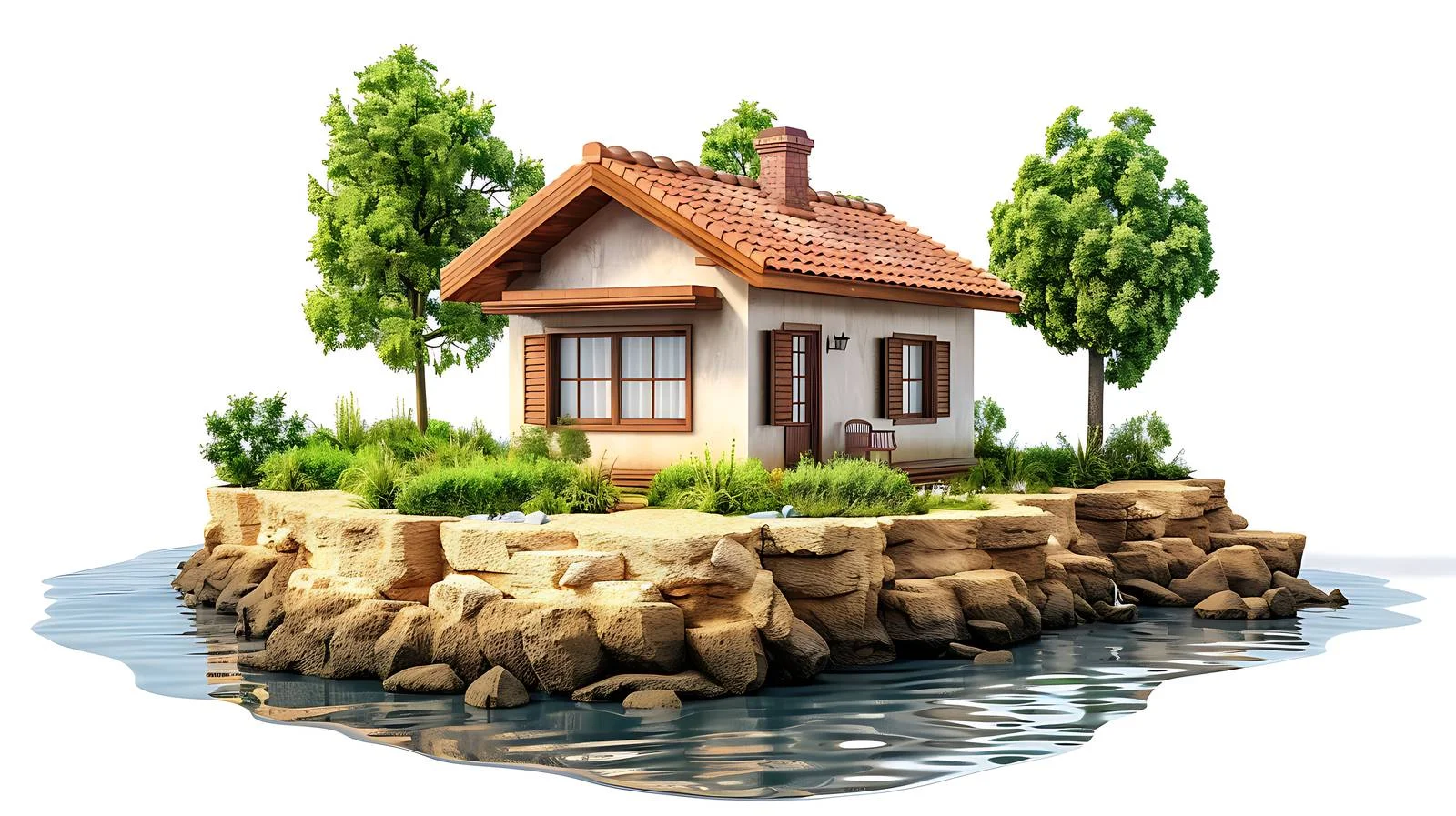 Serene Coastal Home by White Seashore — free download from Dotvec