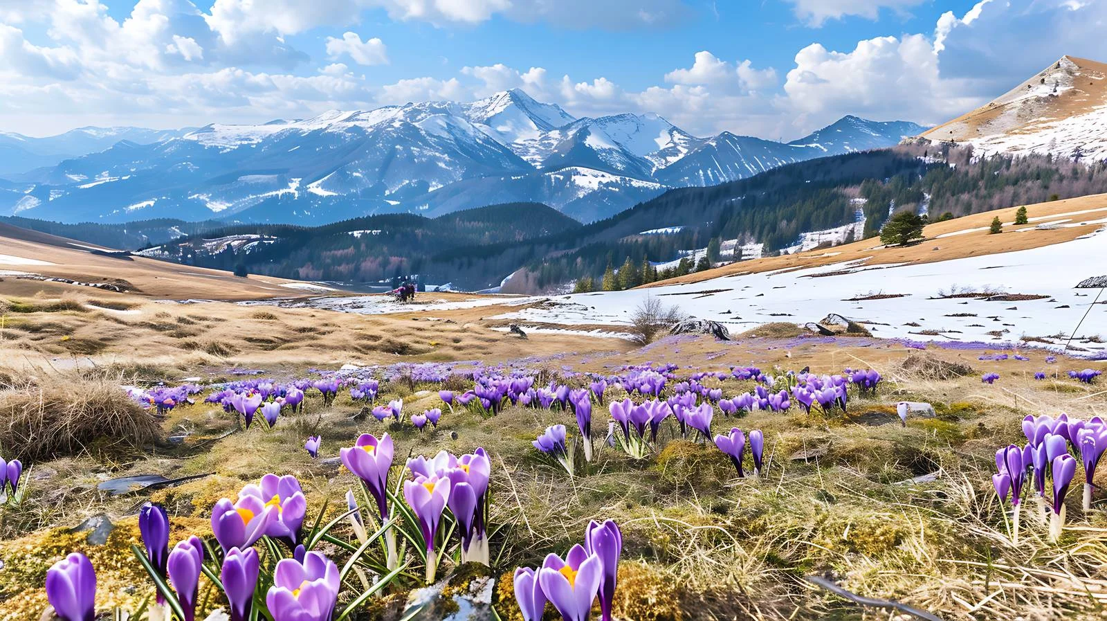 Scenic Spring Mountain Crocus Landscape — free download from Dotvec