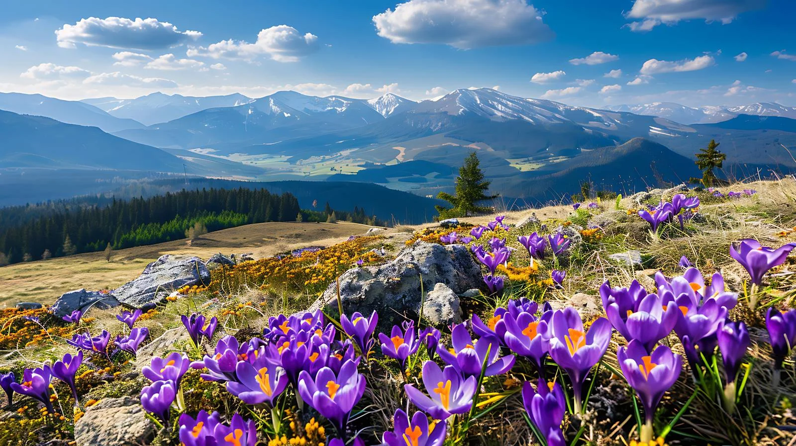 Scenic Spring Mountainscape Adorned with Crocus — free download from Dotvec