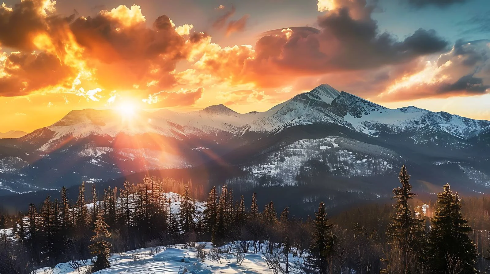 Majestic Spring Sunset over Tatra Mountains — free download from Dotvec