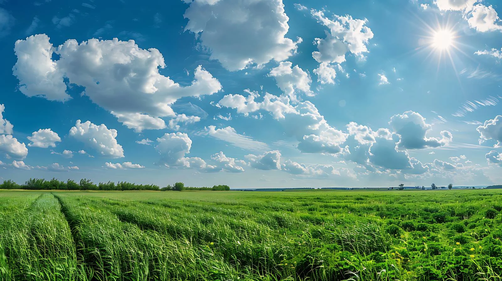 Vivid Summer Landscape Across Lush Green Fields — free download from Dotvec