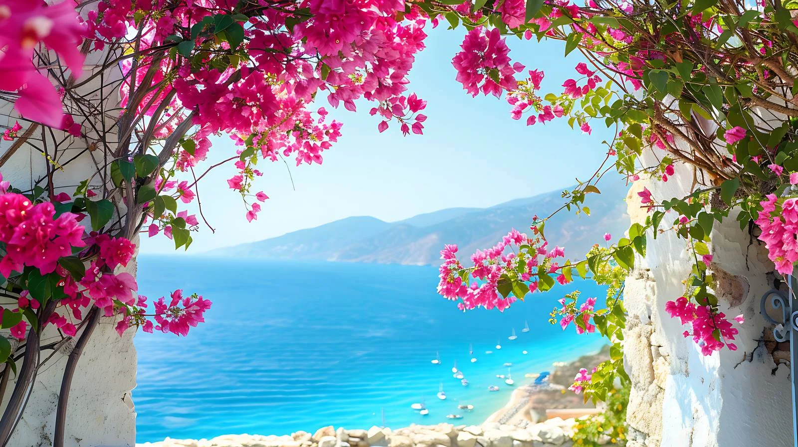 Serene Greek Summer Landscape Against White — free download from Dotvec