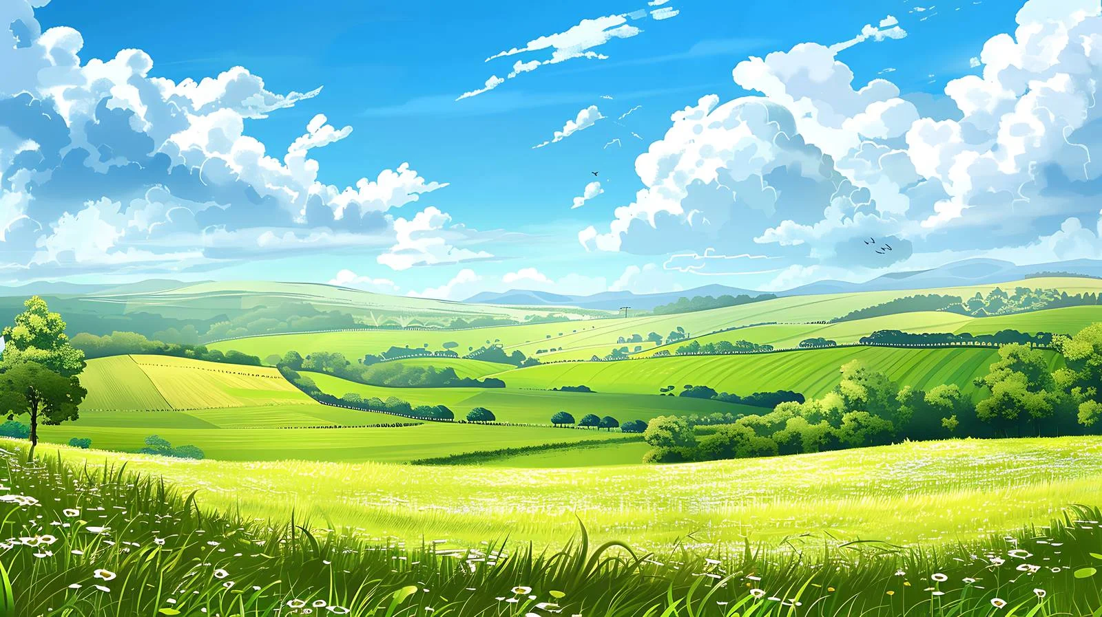 Serene Summer Fields and Blue Sky — free download from Dotvec